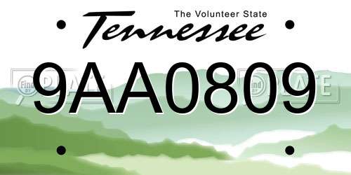 9AA0809 Tennessee License Plate
