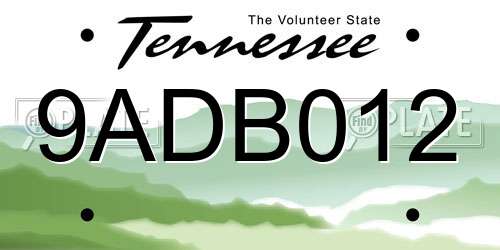 9ADB012 Tennessee License Plate