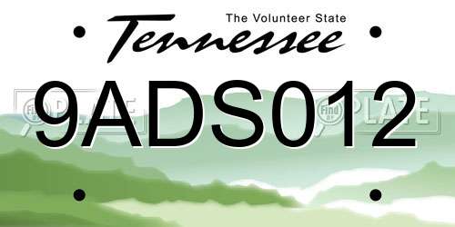 9ADS012 Tennessee License Plate