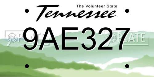 9AE327 Tennessee License Plate
