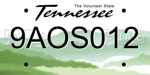 9AOS012 Tennessee License Plate