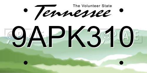 9APK310 Tennessee License Plate