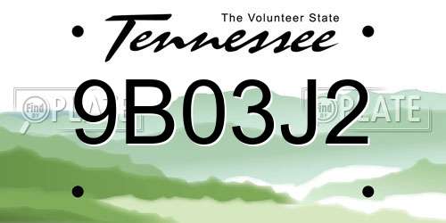 9B03J2 Tennessee License Plate