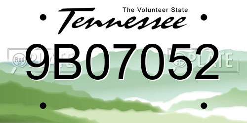 9B07052 Tennessee License Plate