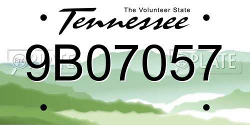 9B07057 Tennessee License Plate