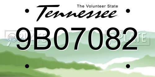 9B07082 Tennessee License Plate