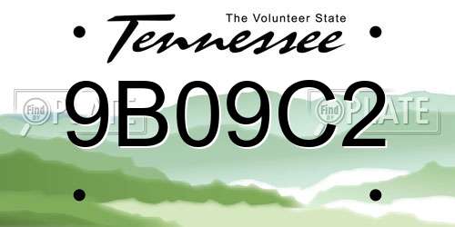 9B09C2 Tennessee License Plate
