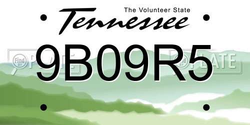 9B09R5 Tennessee License Plate