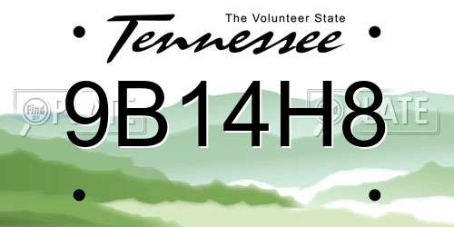 9B14H8 Tennessee License Plate