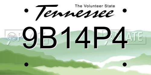 9B14P4 Tennessee License Plate