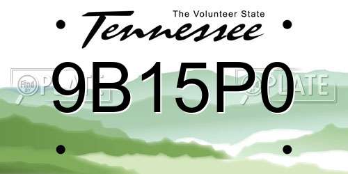 9B15P0 Tennessee License Plate