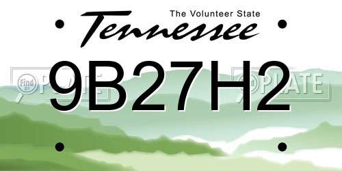 9B27H2 Tennessee License Plate