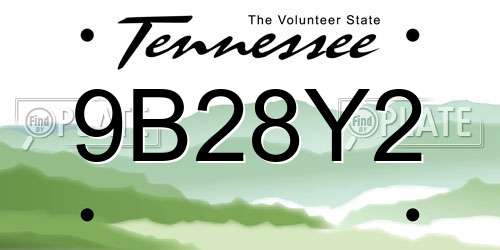 9B28Y2 Tennessee License Plate
