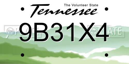 9B31X4 Tennessee License Plate