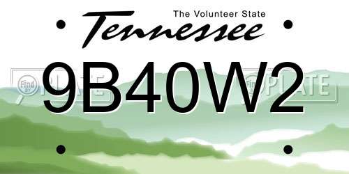 9B40W2 Tennessee License Plate