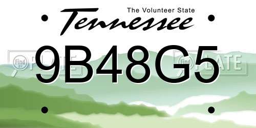9B48G5 Tennessee License Plate
