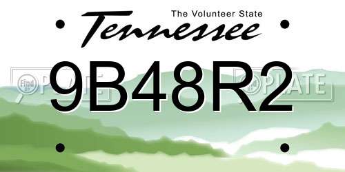 9B48R2 Tennessee License Plate
