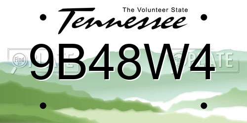 9B48W4 Tennessee License Plate