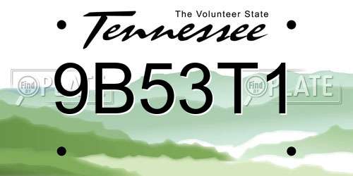 9B53T1 Tennessee License Plate