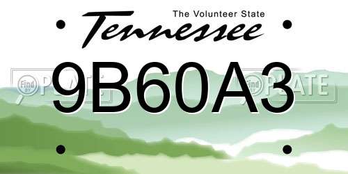 9B60A3 Tennessee License Plate