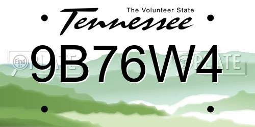 9B76W4 Tennessee License Plate