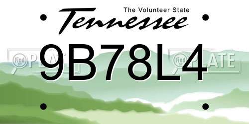 9B78L4 Tennessee License Plate