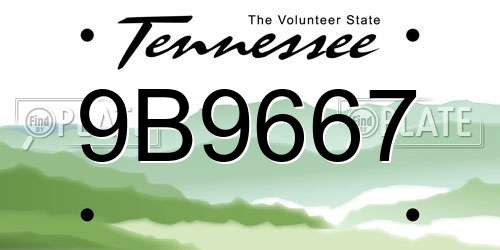 9B9667 Tennessee License Plate