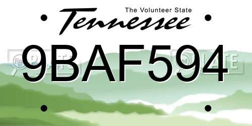 9BAF594 Tennessee License Plate