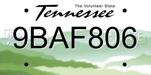 9BAF806 Tennessee License Plate