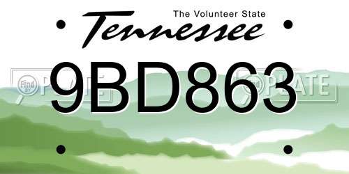 9BD863 Tennessee License Plate
