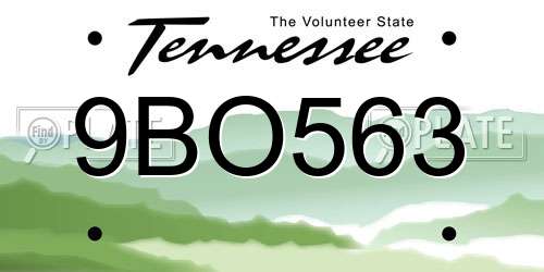 9BO563 Tennessee License Plate