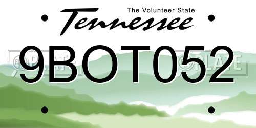 9BOT052 Tennessee License Plate