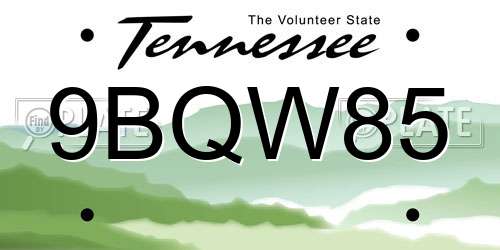 9BQW85 Tennessee License Plate