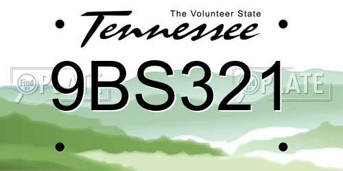 9BS321 Tennessee License Plate