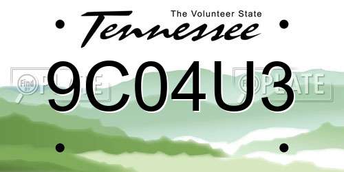 9C04U3 Tennessee License Plate