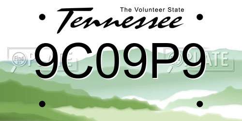 9C09P9 Tennessee License Plate
