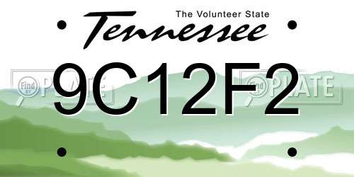 9C12F2 Tennessee License Plate