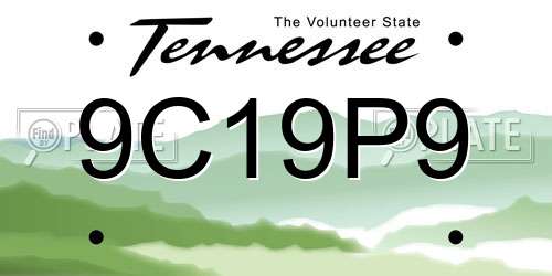 9C19P9 Tennessee License Plate