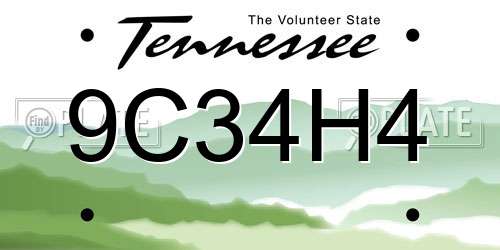 9C34H4 Tennessee License Plate