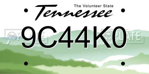 9C44K0 Tennessee License Plate