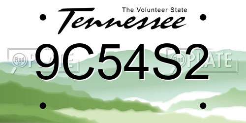 9C54S2 Tennessee License Plate