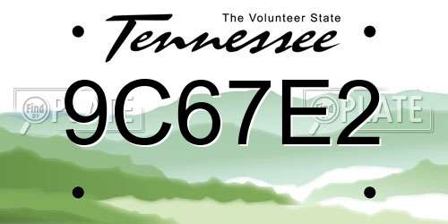 9C67E2 Tennessee License Plate