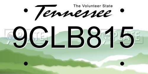 9CLB815 Tennessee License Plate