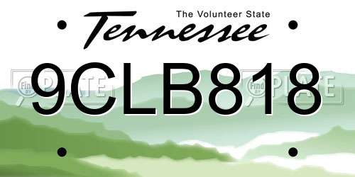 9CLB818 Tennessee License Plate
