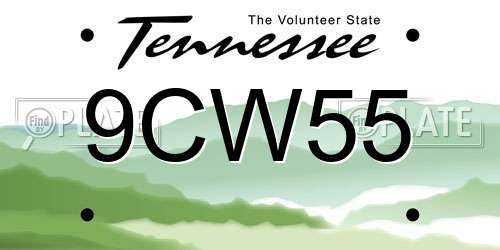 9CW55 Tennessee License Plate