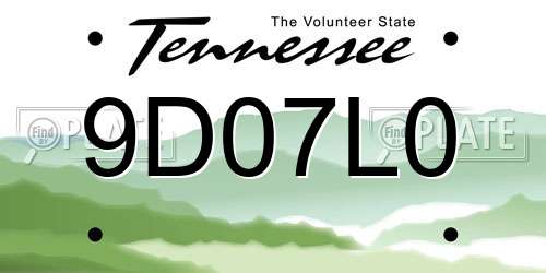 9D07L0 Tennessee License Plate