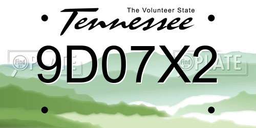 9D07X2 Tennessee License Plate