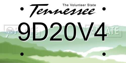 9D20V4 Tennessee License Plate