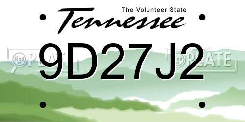 9D27J2 Tennessee License Plate