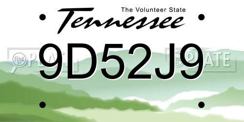 9D52J9 Tennessee License Plate